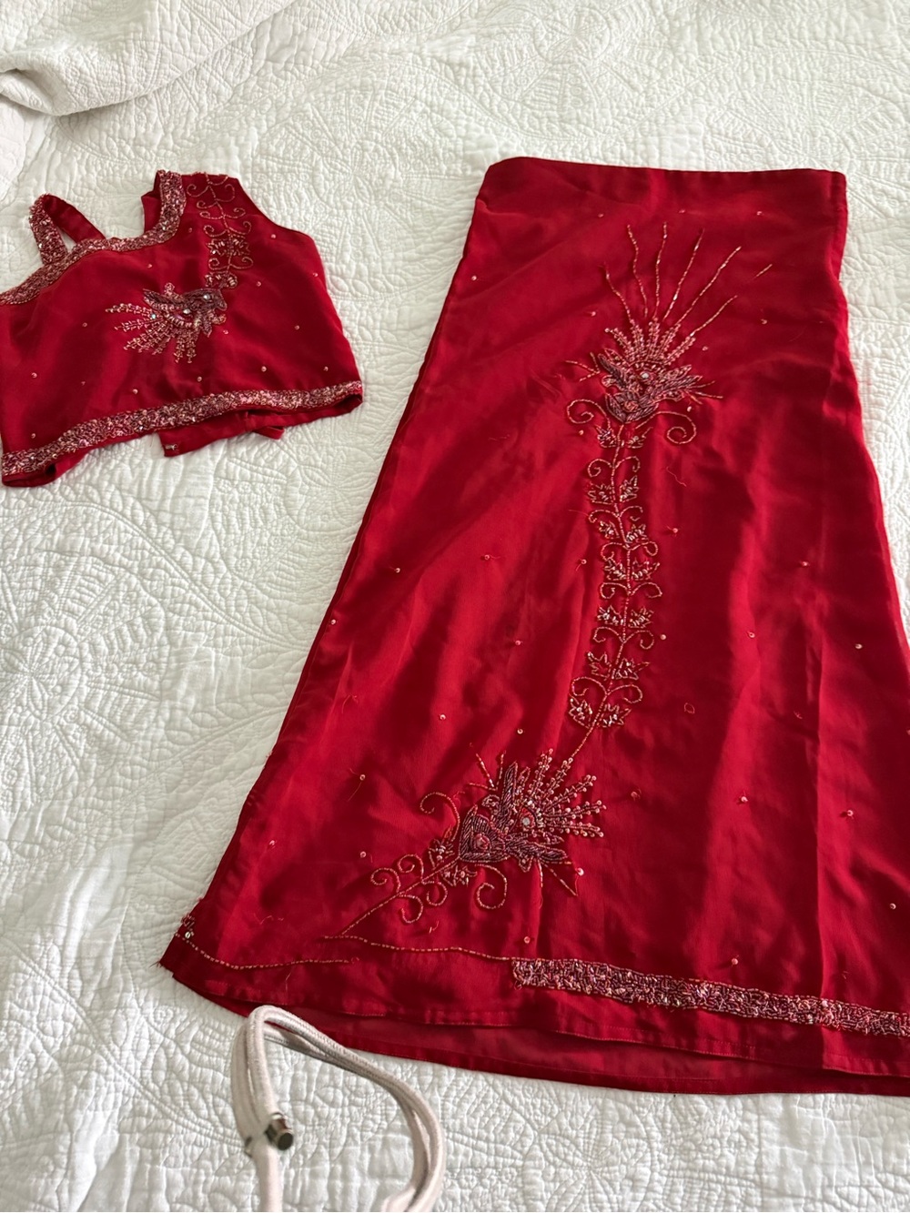 Girls Red Embroidered Lehenga / Indian dress size 10-12